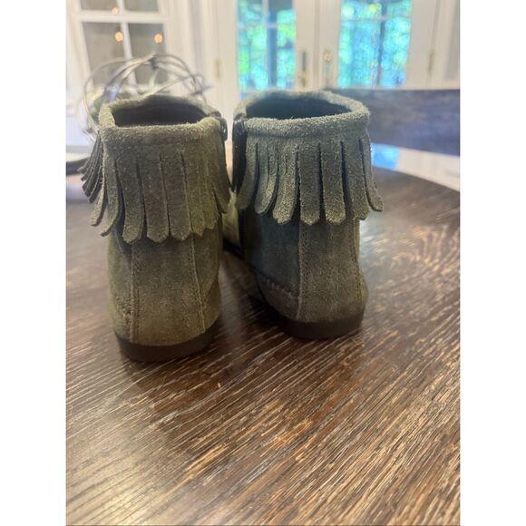 Aerosoles Linbo Green Fringe Suede Booties sz 8-1/2 NWOT - Picture 5 of 7
